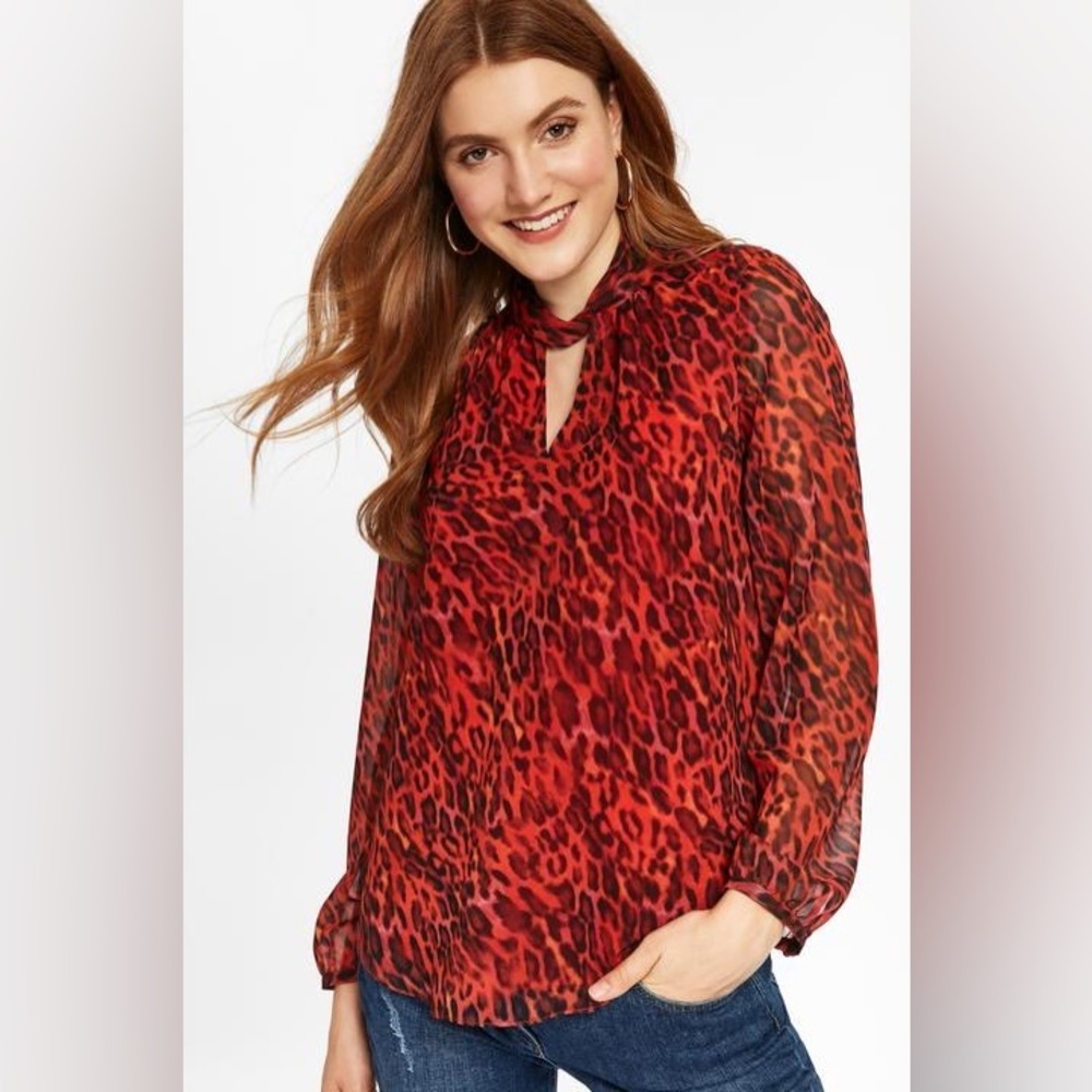 Wallis Red Animal Print Twist Neck Blouse